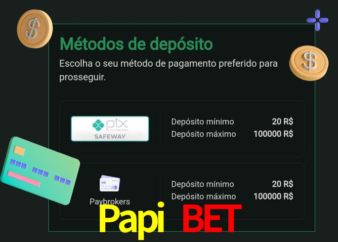 O cassino Papi Bet oferece uma grande variedade de métodos de pagamento